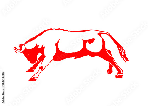 фотографія Vector red bull isolated on white background, symbol of new year
