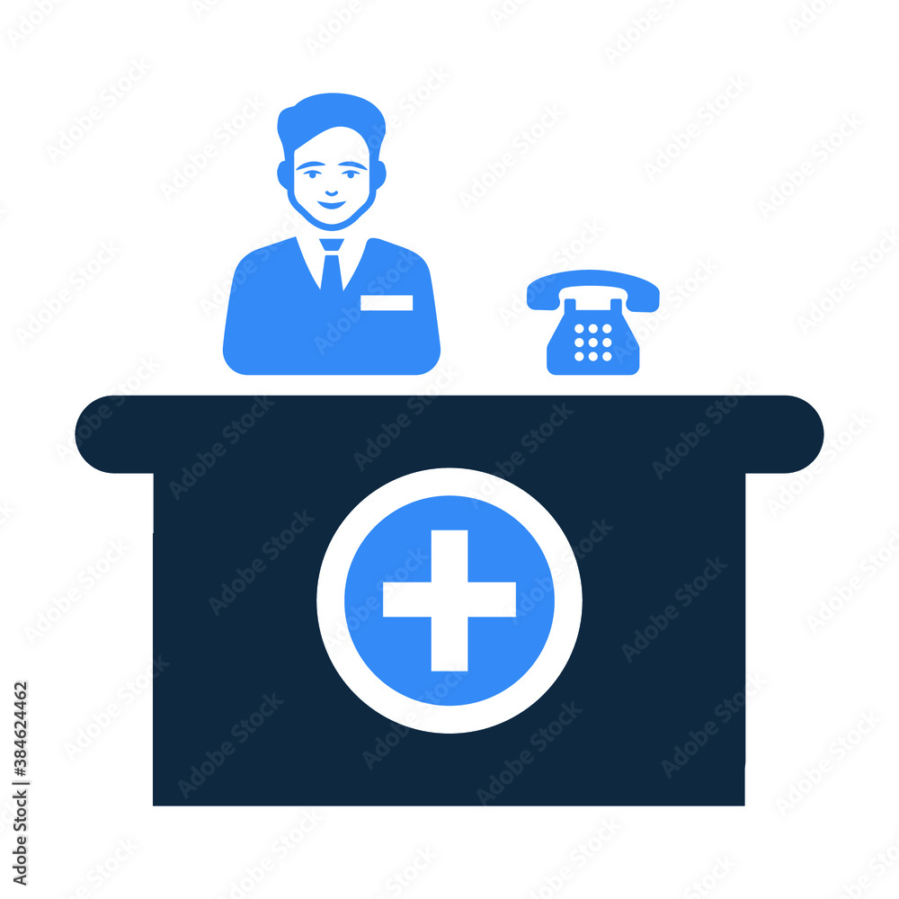 Medical appointment, medical help, receptionist icon. Vector graphics Medical appointment, medical help, receptionist icon. Vector graphics