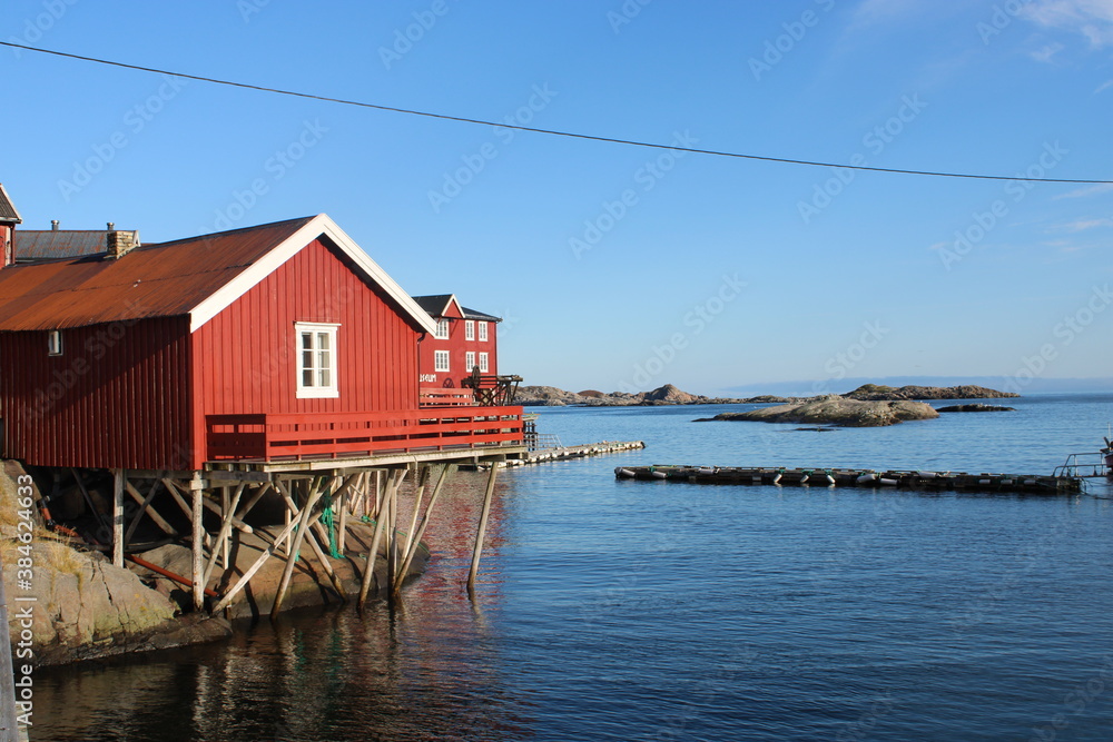 The beautiful village of Å on Lofoten islands in Norway on a beautiful and clear day in autumns The beautiful village of Å on Lofoten islands in Norway on a beautiful and clear day in autumns