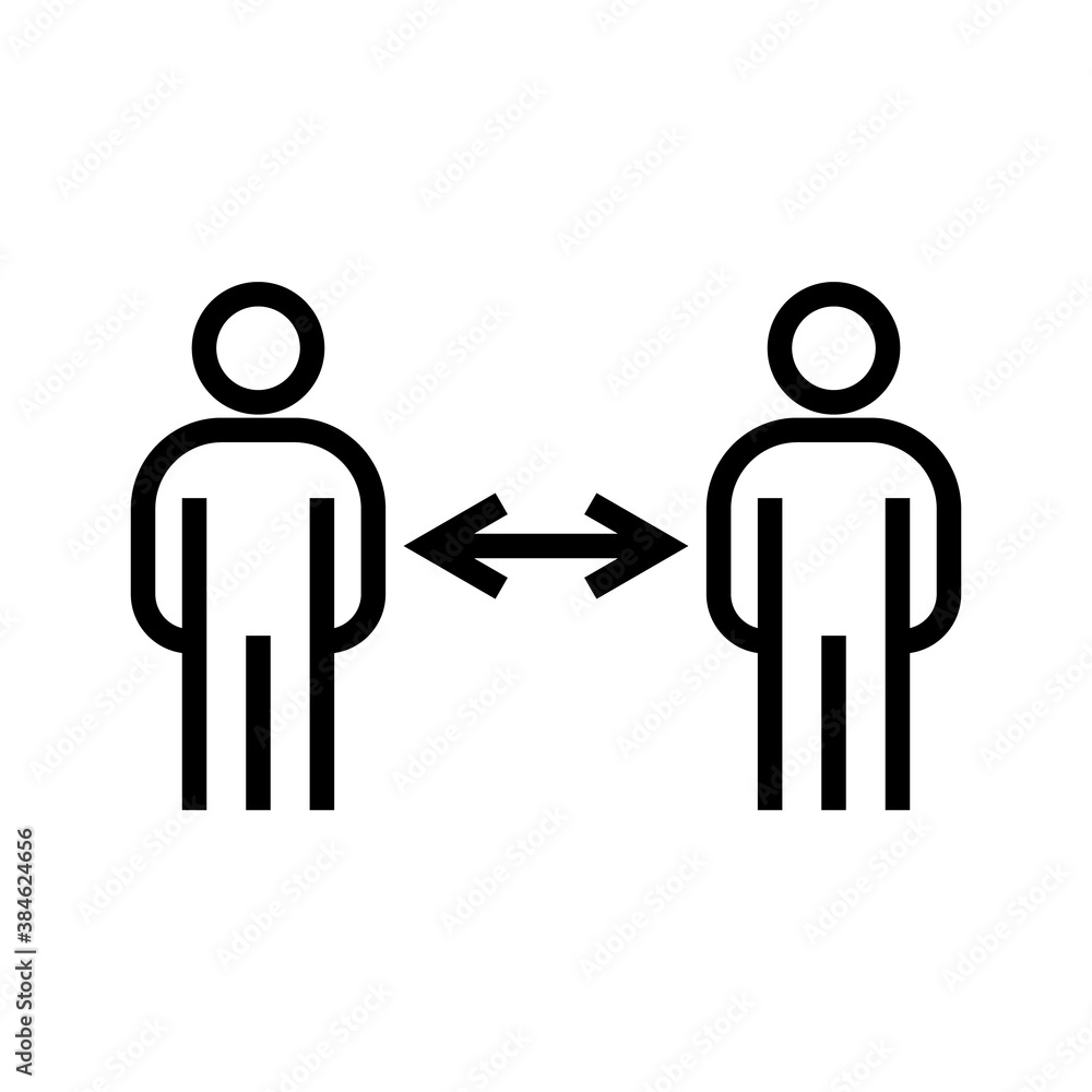 Social distancing line icon. 2 meters distance between sign. Coronavirus pandemic symbol. Quality design element. Editable stroke. Linear style social distancing icon. Vector Social distancing line icon. 2 meters distance between sign. Coronavirus pandemic symbol. Quality design element. Editable stroke. Linear style social distancing icon. Vector