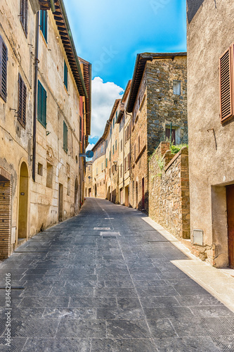 Medieval streets in the town of Montalcino  Tuscany  Italy