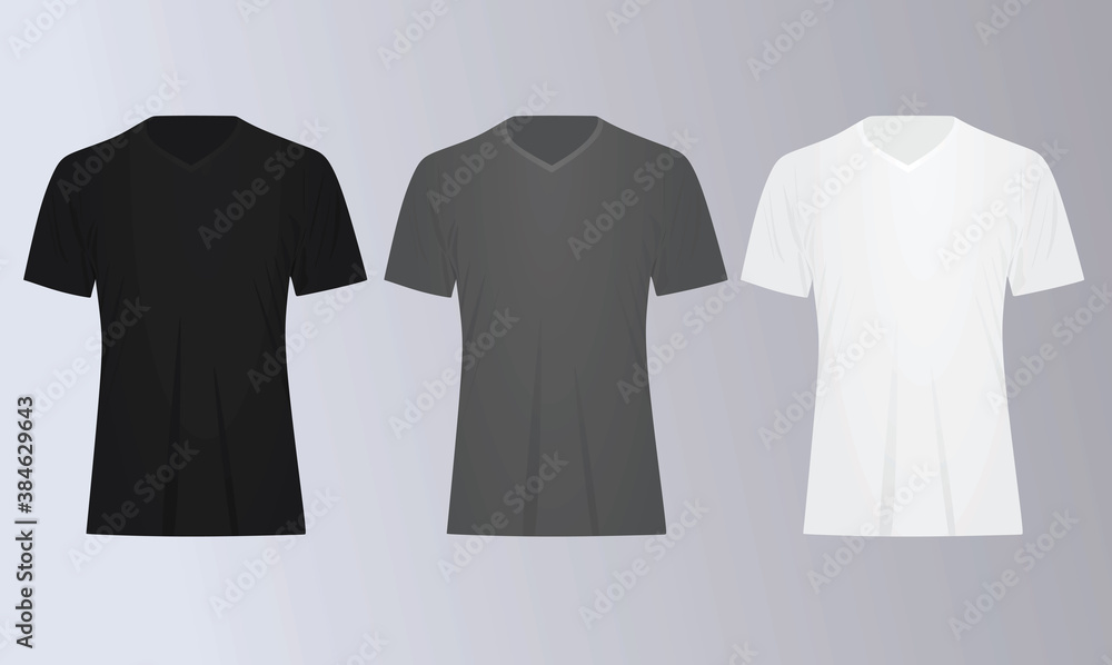 Black, grey and white v neck t shirt. vector illustration Black, grey and white v neck t shirt. vector illustration