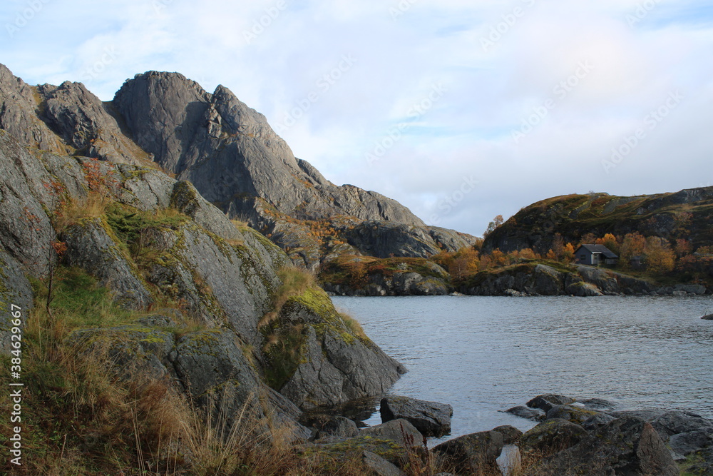 A romantic postcard photo of the Norwegian fjord landscape