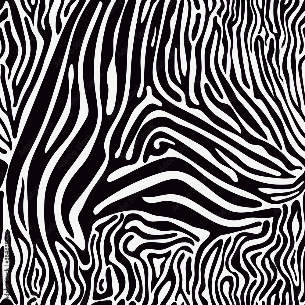 Zebra fur print textured seamless pattern vector illustration. Animal markings for backgrounds, wallpaper, textile, fabric, texture.