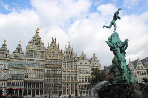 Antwerp, Belgium in October 2019: beautiful old buildings around the great market place in Antwerp photo