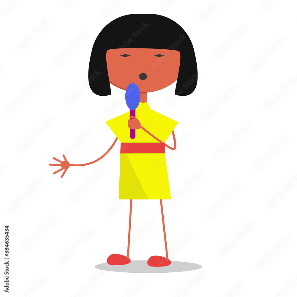 The girl sings. The isolated image on a white background. Clipart. The girl sings. The isolated image on a white background. Clipart.