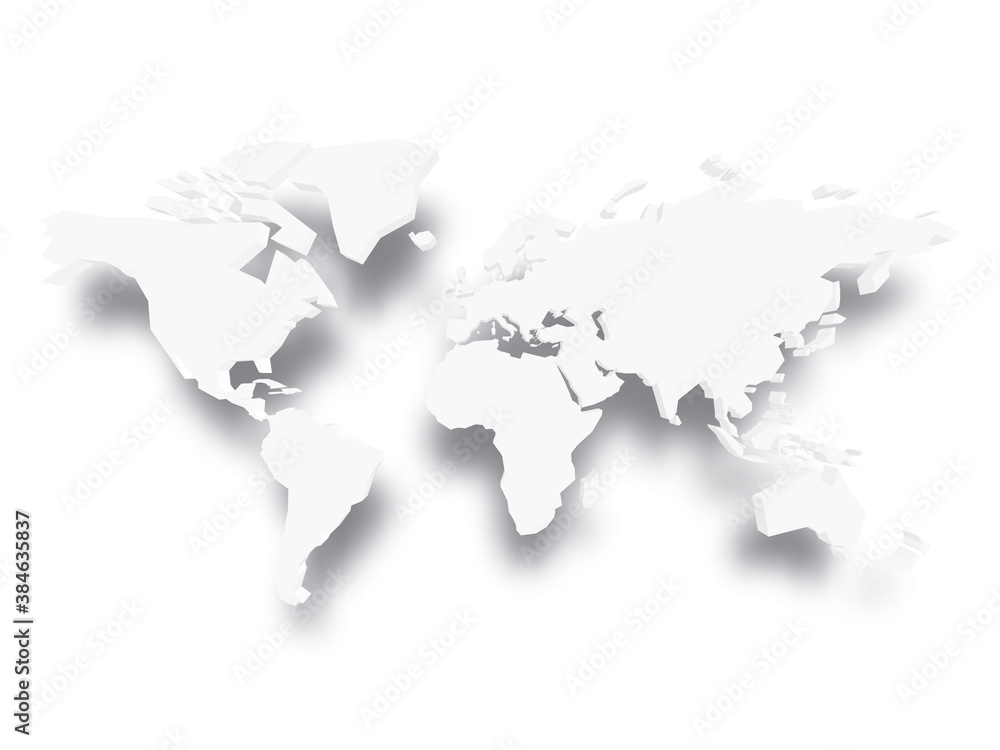 3D blank map of World