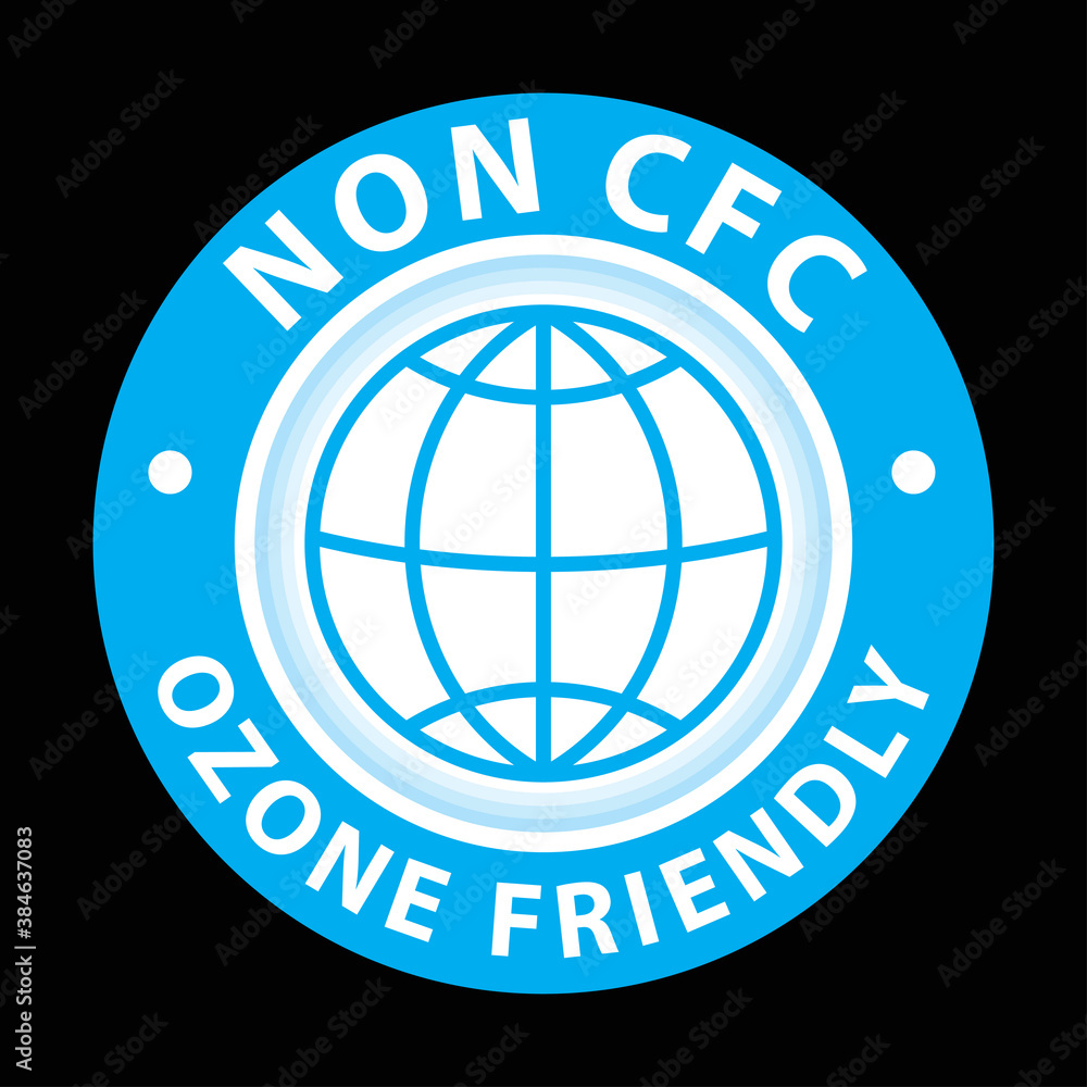 Non CFC icon. Ozone friendly sign. Globe green symbol. Logo template. Vector illustration Non CFC icon. Ozone friendly sign. Globe green symbol. Logo template. Vector illustration