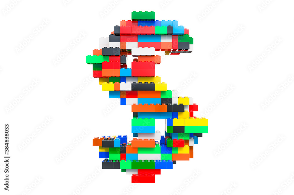 Dollar from colorful building toy blocks, 3D rendering Dollar from colorful building toy blocks, 3D rendering