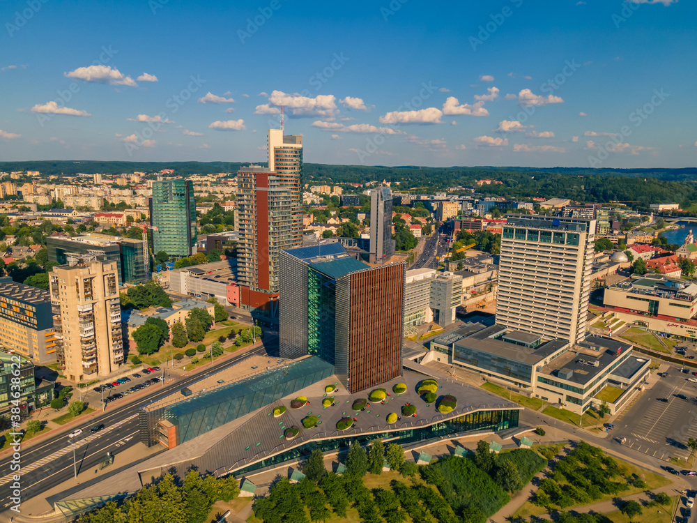 Naklejka premium Aerial view of new city center of Vilnius, Lithuania