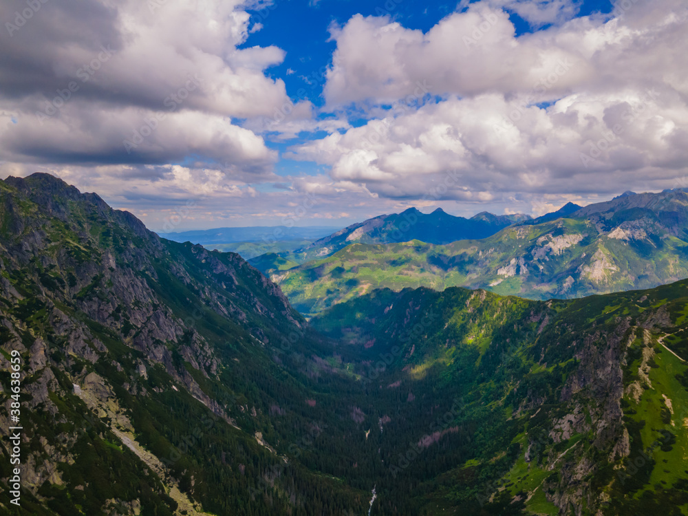 Aerial view of Tatras mountains in Zakopane, Poland