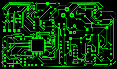 Motherboard, circuit of radio components or computer equipment.