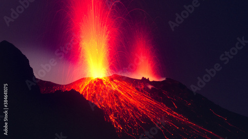 amazing moment of strombolian eruption