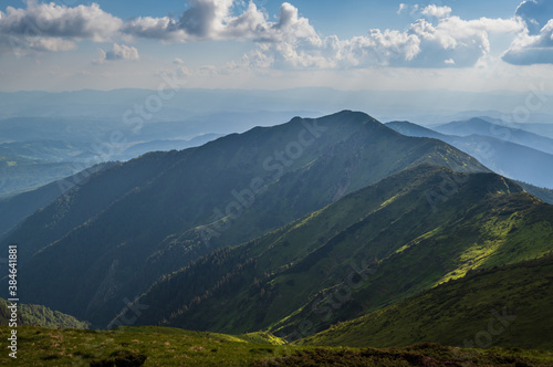 Summer evening Marmaros mountains massive landscape. Carpathian, Ukraine. © wildman