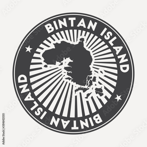Bintan Island round logo. Vintage travel badge with the circular name and map of the island, vector illustration. Can be used as insignia, logotype, label, sticker or badge of Bintan Island.