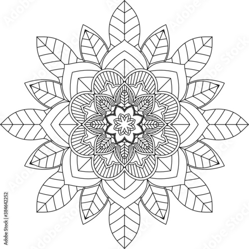 Easy Mandala coloring book simple and basic for beginners  seniors and children. Set of Mehndi flower pattern for Henna drawing and tattoo. Decoration in ethnic oriental  Indian style.