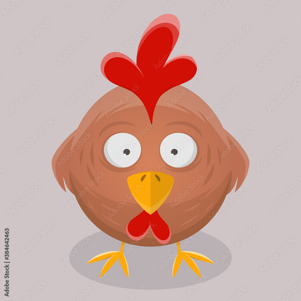 funny vector illustration of a cartoon chicken