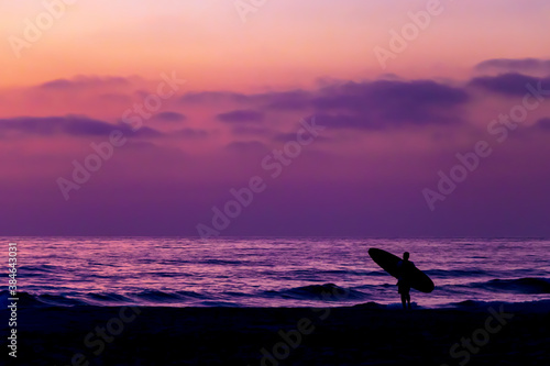 Surfer with Purple Sky