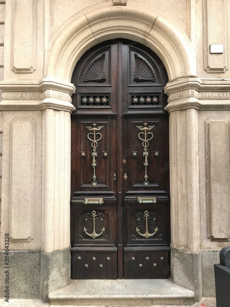 artistic door in tempio pausania, sardinia, italy