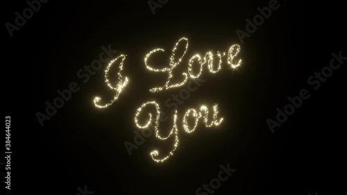 I Love You Text Beautiful Sparkling Fireworks Letters I Love You on black background