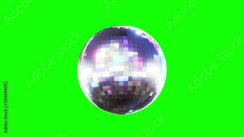 Disco Ball Looped Seamless Rotations on Green Screen Background. Luma Matte Transition. Alpha Channel Mask