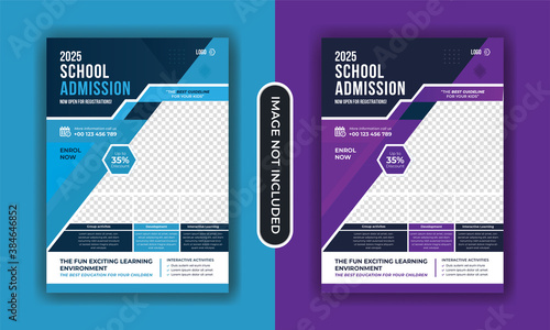 School admission kids education flyer template. Kids back to school education admission flyer poster layout template