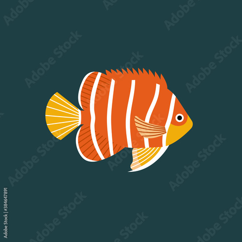 Vector illustration of isolated fish. Handdrawn design element