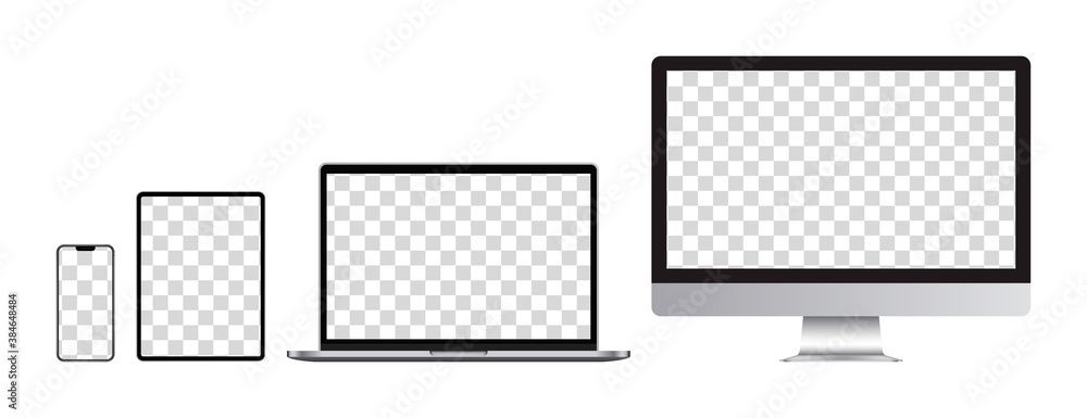 Φωτογραφία Realistic set of Monitor, laptop, tablet, smartphone on transparent background