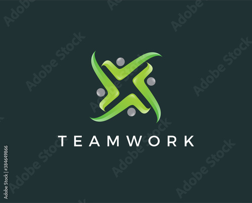 minimal teamwork logo template - vector illustration