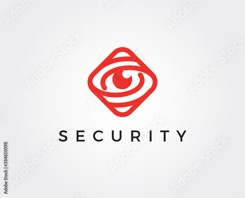 minimal security eye logo template - vector illustration