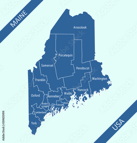 Counties map of Maine labeled