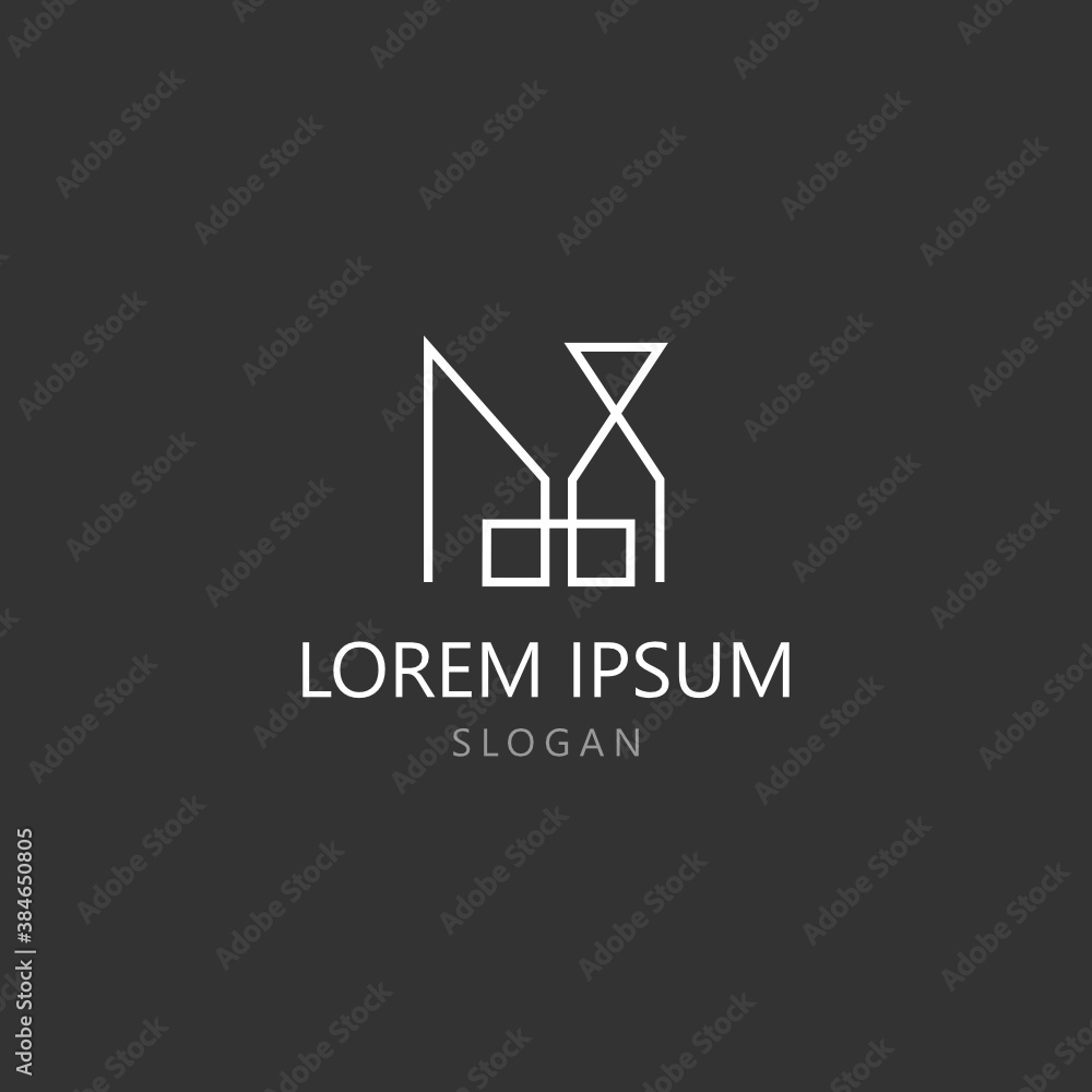Modern Building and property logo template with creative lineart style. Real estate, house, architecture design minimalist illustration for agency and company.