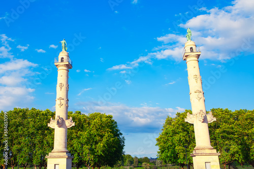 Two Rostral Columns of Place des Quinconces in Bordeaux France  photo