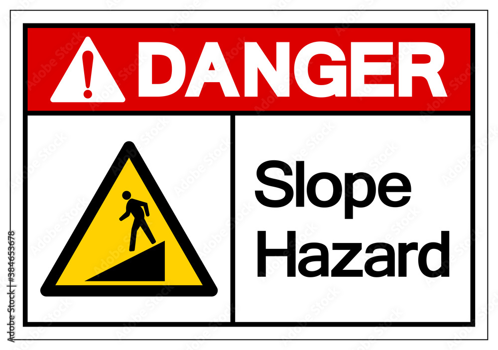 Danger Slope Hazard Symbol Sign,Vector Illustration, Isolate On White Background Label. EPS10