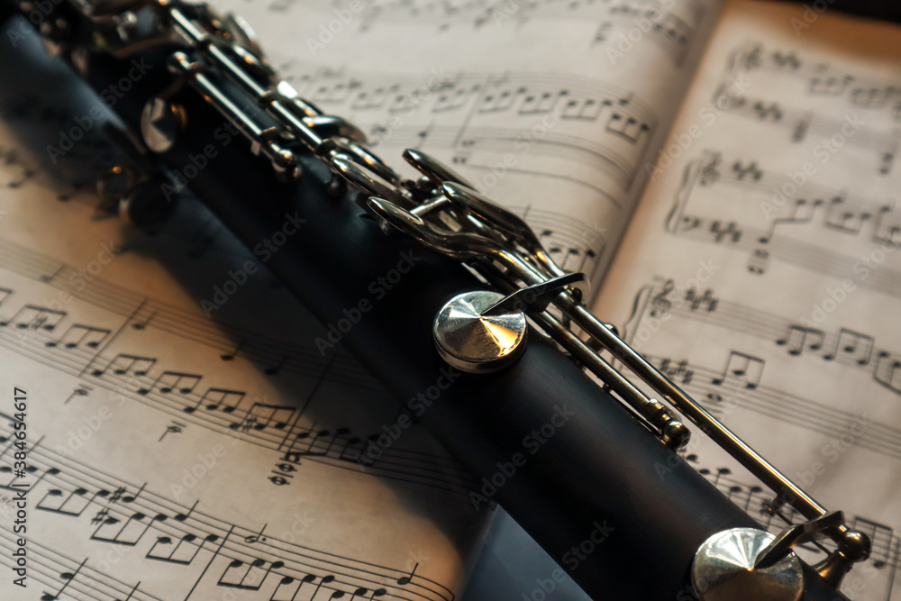 Obraz premium details of a piece of a clarinet