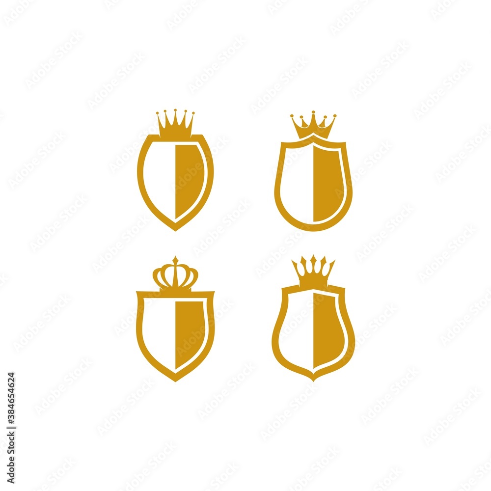 Shield with crown logo vetor icon illustration Stock Vector | Adobe Stock