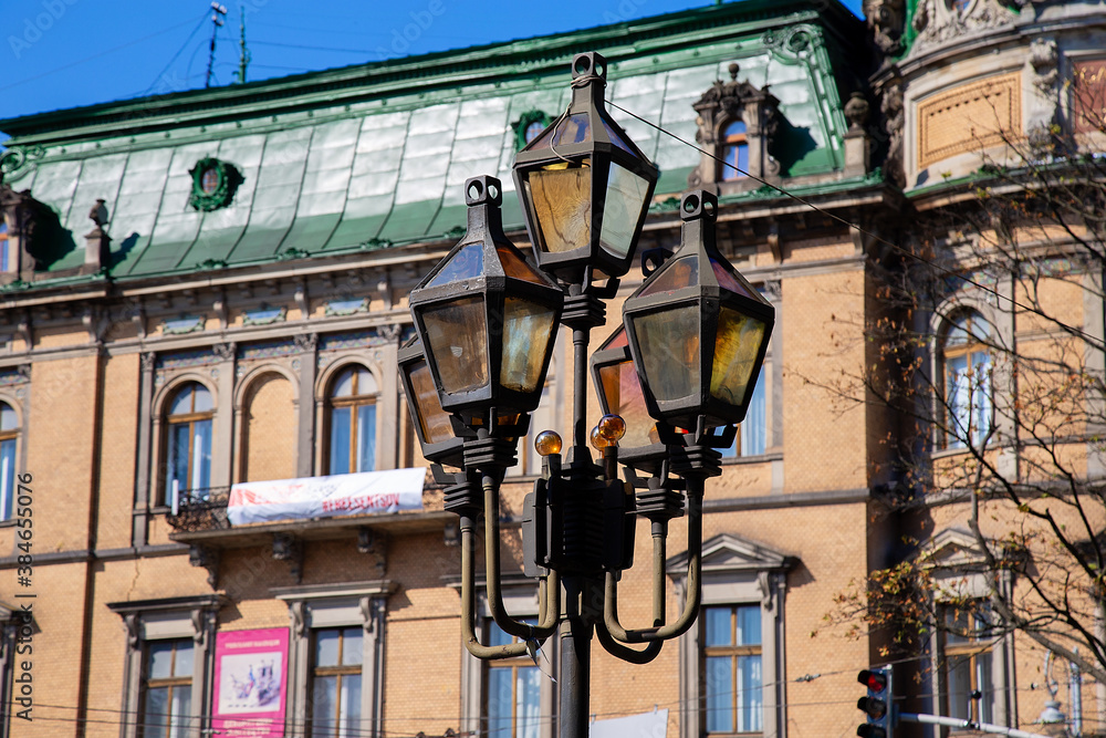 street lamp in the town