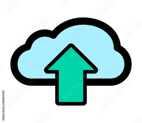 Cloud upload icon. Storage symbol. Vector illustration isolated on white background.