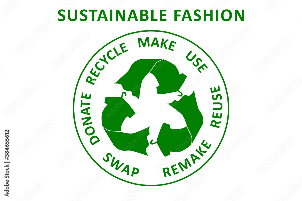 Circular Economy Textiles, make, use, reuse, swap, donate, recycle with eco clothes recycle icon sustainable fashion concept Circular Economy Textiles, make, use, reuse, swap, donate, recycle with eco clothes recycle icon sustainable fashion concept