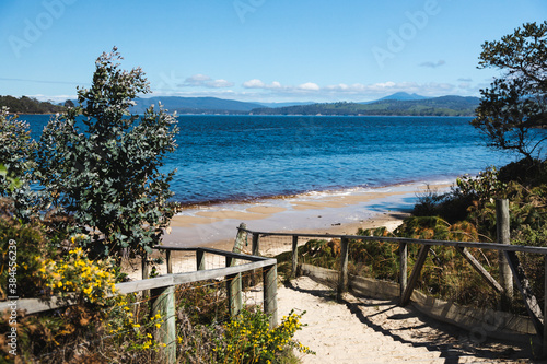 pristine beach landscape in Verona Sands in Tasmania  Australia near Peppermint Bay