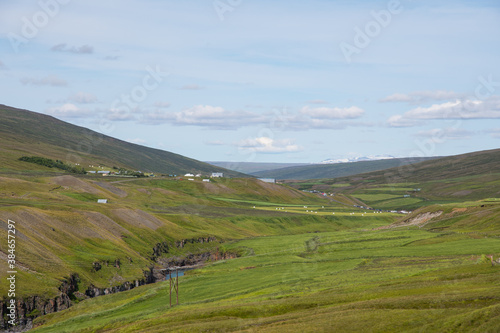Agricultural landscape of Jokuldalur Valley in Iceland