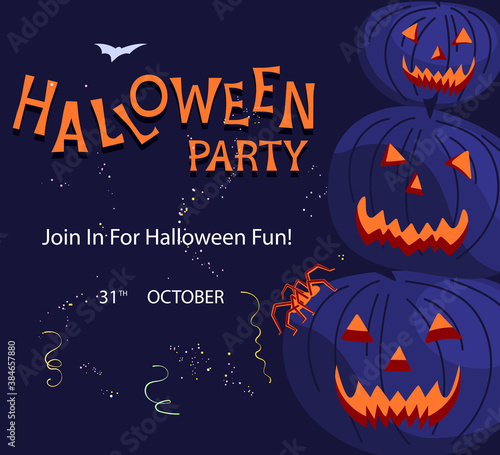 Halloween party square invitation