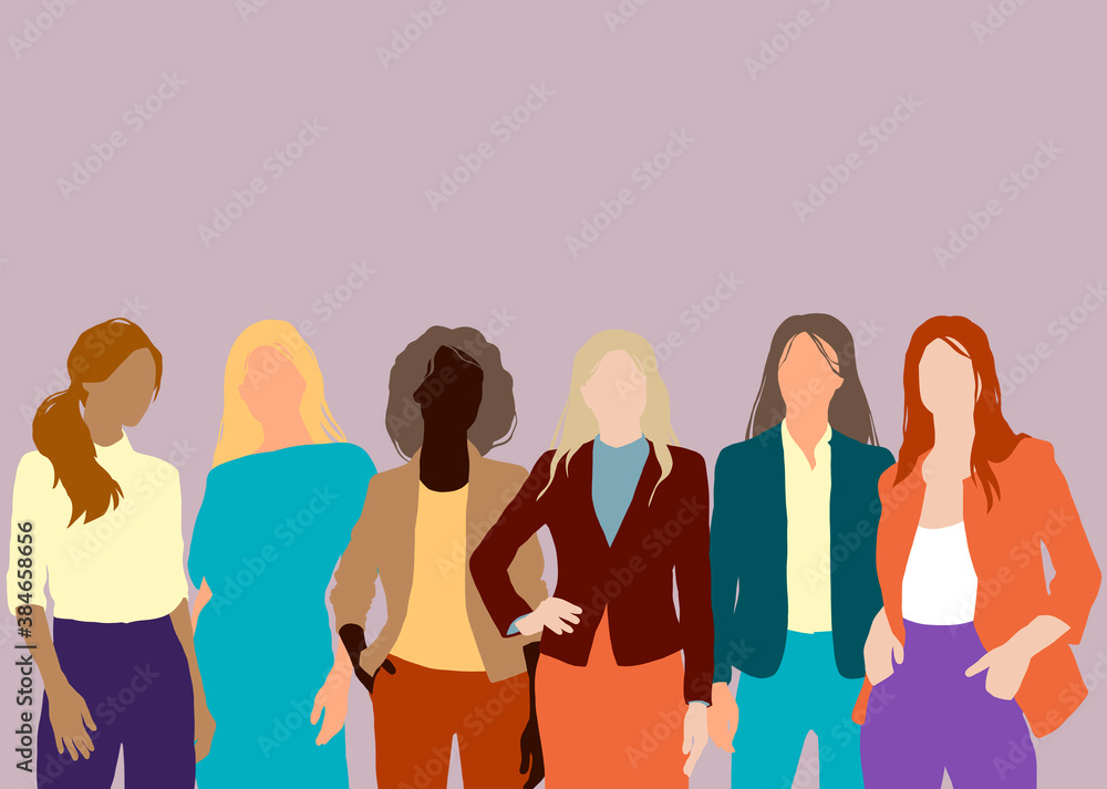 Fototapeta premium group of woman no medical masks against