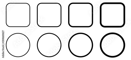 Set of black circle and square icon