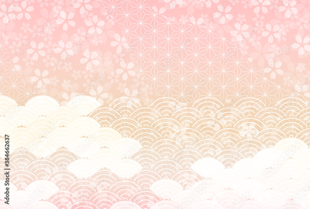 桜　年賀状　和柄　背景
