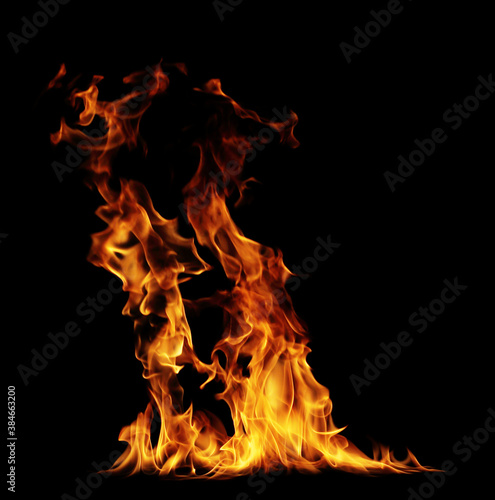 Fire burning flames on a black background © photodeedooo