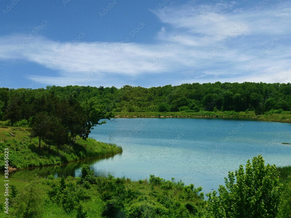 Refreshing view of a lake at Chickasaw National Recreation Area in Davis, Oklahoma