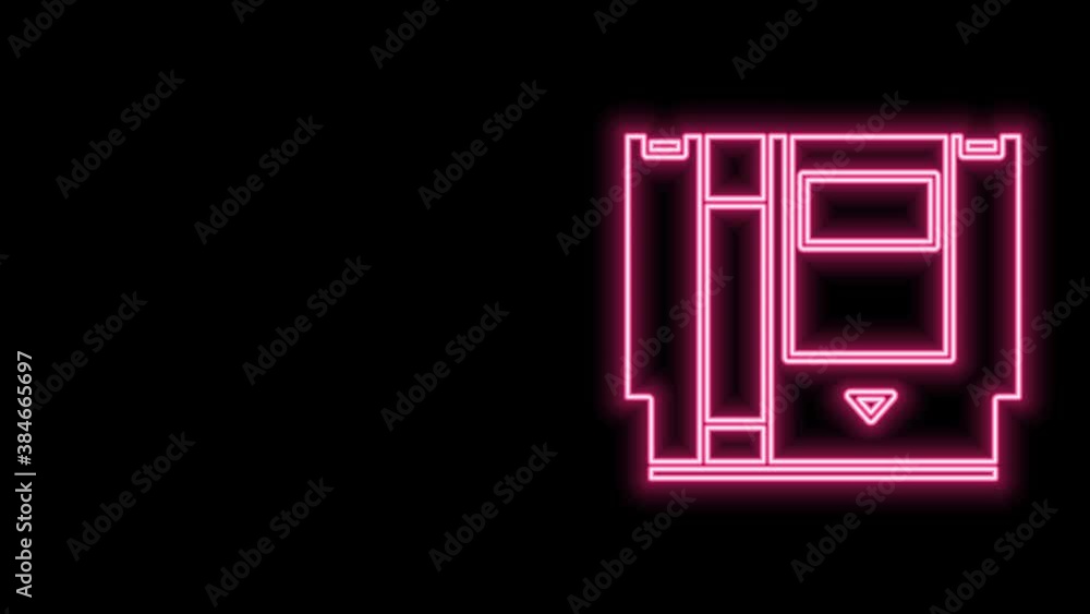 Glowing neon line Cartridge for retro game console icon isolated on black background. TV Game cartridge. 4K Video motion graphic animation Glowing neon line Cartridge for retro game console icon isolated on black background. TV Game cartridge. 4K Video motion graphic animation