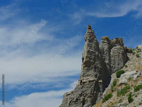 Medium close up of rock formations on top of a hill © raksyBH