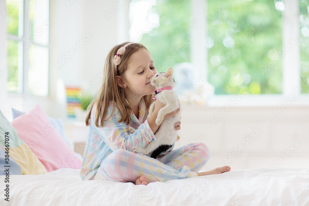 Child playing with baby cat. Kid and kitten. Child playing with baby cat. Kid and kitten.
